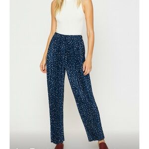 NEW! TOIT VOLANT FULLY PLEATED NAVY POLKA DOT PULLON WIDE LEG BOHO PANTS M/L